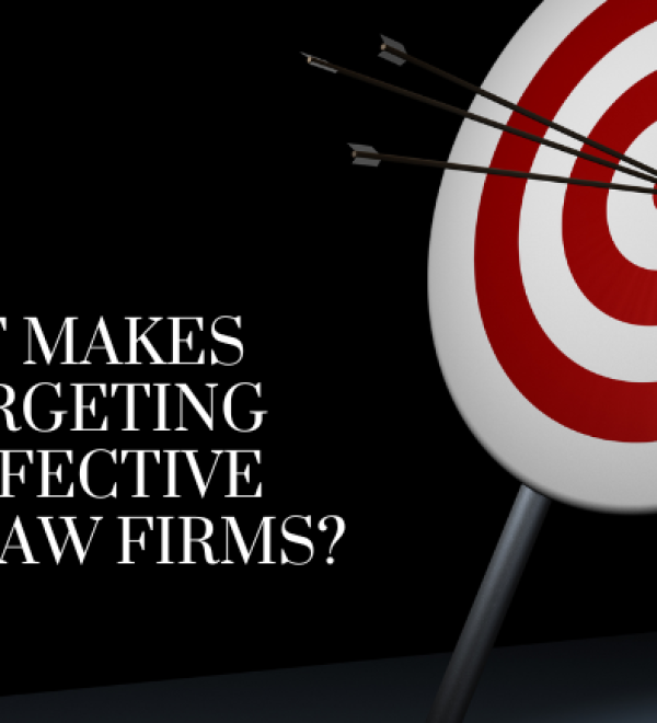 There is a large target with three arrows on the bullseye. Beside the target is the article title, "What Makes Retargeting So Effective for Law Firms."